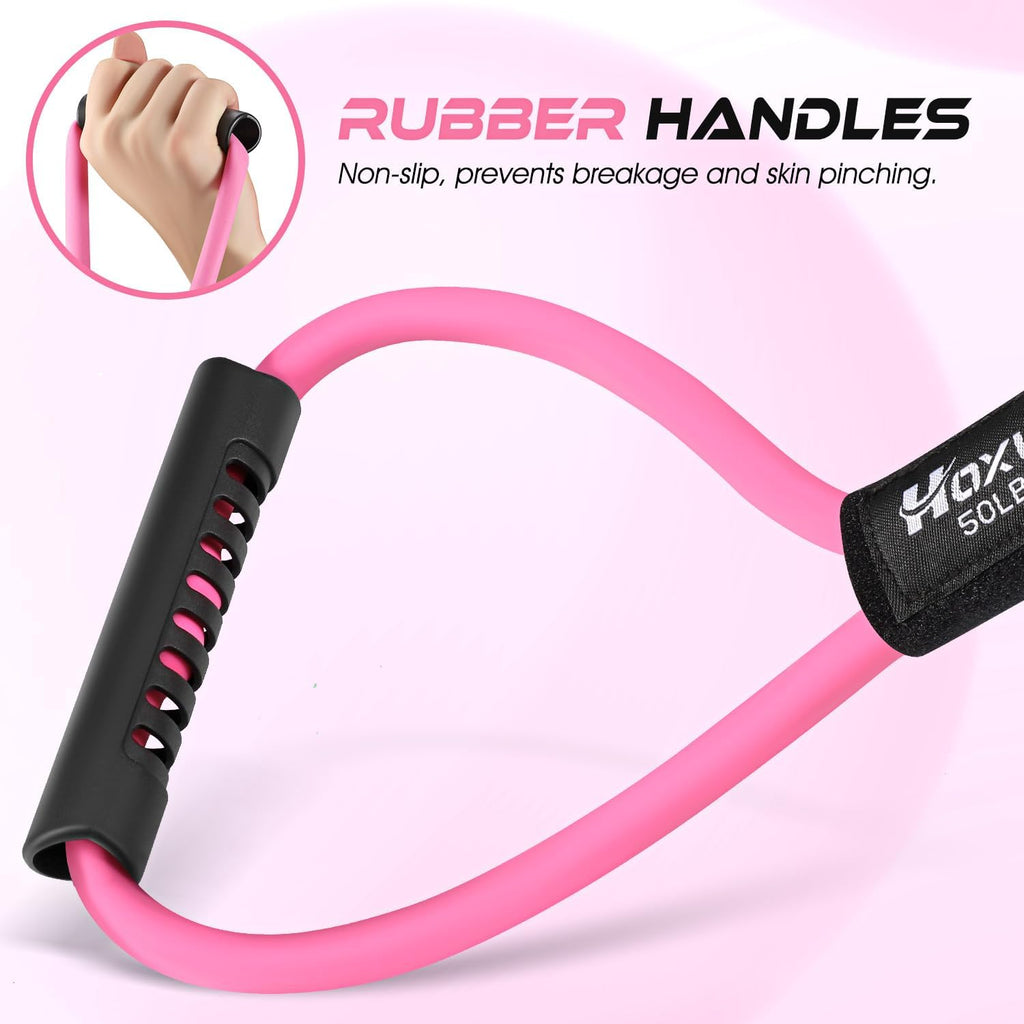 Skiennix Resistance Bands - Figure 8 Exercise Bands with Handles for Arms, Back & Legs | Home Workout Equipment