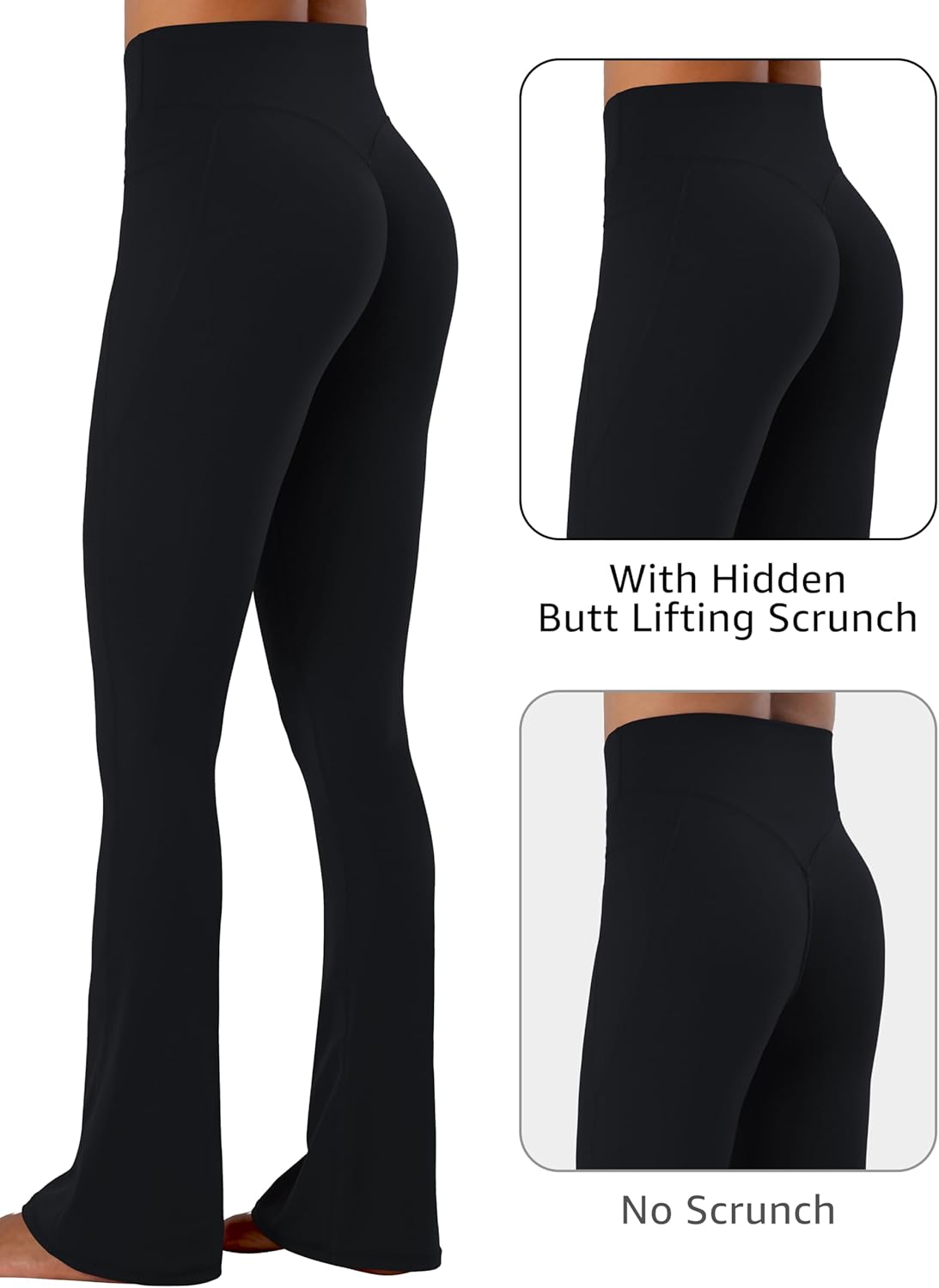 Sunzel Butt Lifting Scrunch Flare Leggings - Tummy Control Yoga Pants with Pockets | Women’s Mini Flared Design