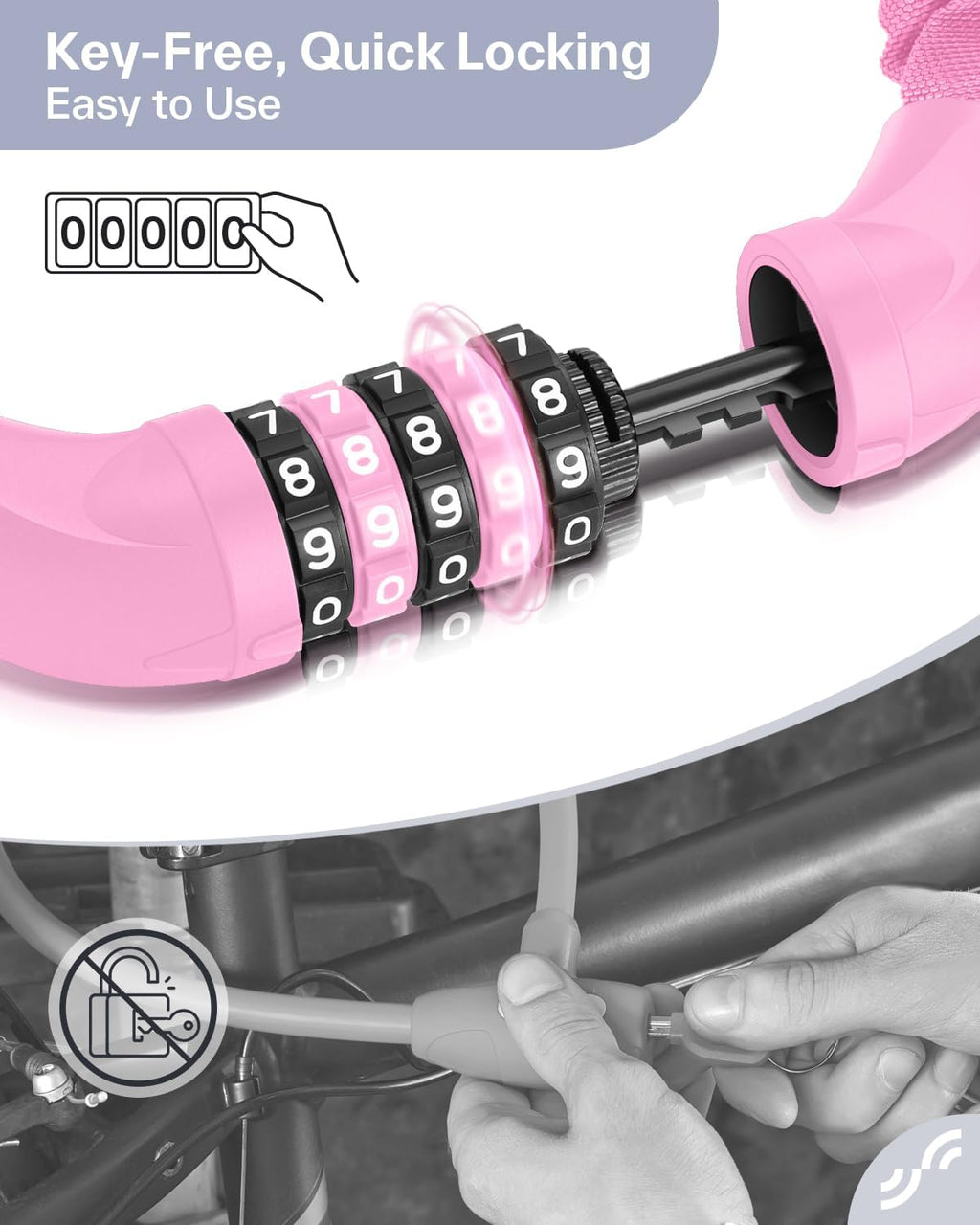Sportneer Bike Lock - High Security 5-Digit Combination Chain Lock | 3.2/3.6/4ft Heavy Duty Keyless Design for Bikes, Motorcycles, Scooters & More - 4/6mm Thick, Easy to Use