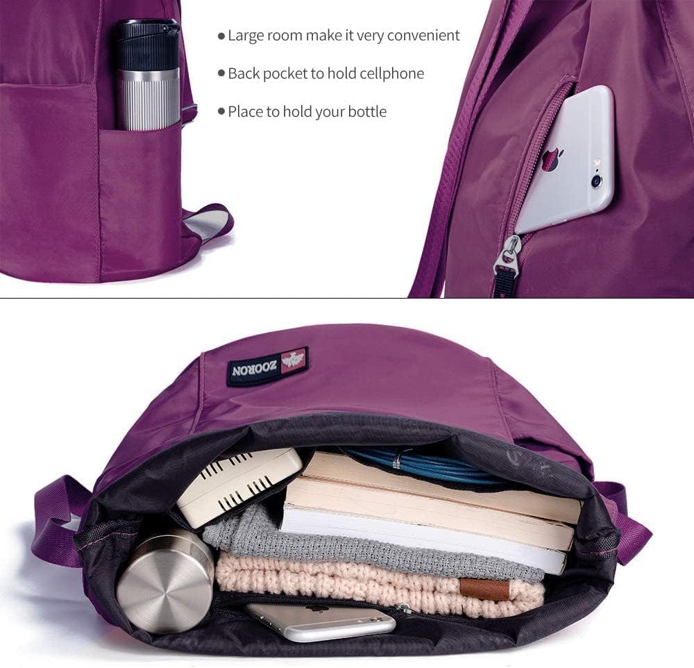ZOORON Waterproof Gym Backpack - Versatile Drawstring Design for Men & Women | Mini Travel Daypack