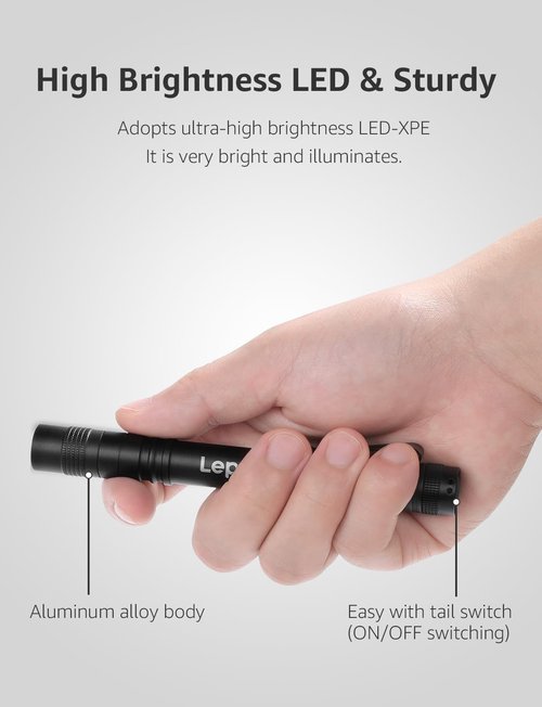 LE LED Pen Flashlights - Mini Waterproof Pocket Flashlight Set | Lightweight 2-Pack for Work & Emergencies