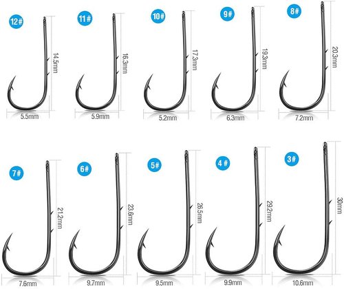 DONQL Fishing Hooks - 600Pcs Barbed Single Carp Hooks Kit for Freshwater & Saltwater Fishing