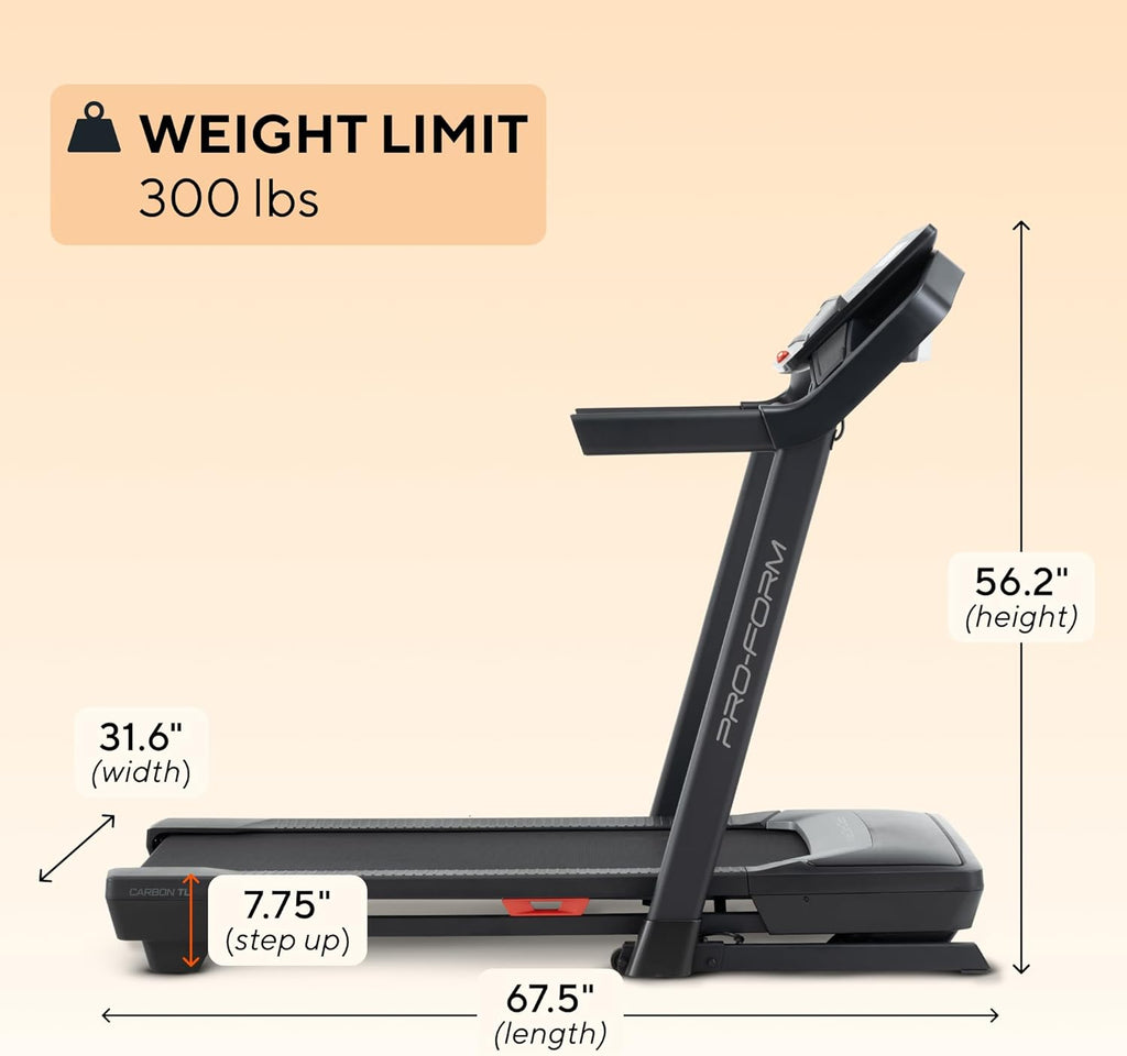 Proform Carbon Treadmills - Versatile Walking & Running Machine with Built-in Fan & SpaceSaver Design