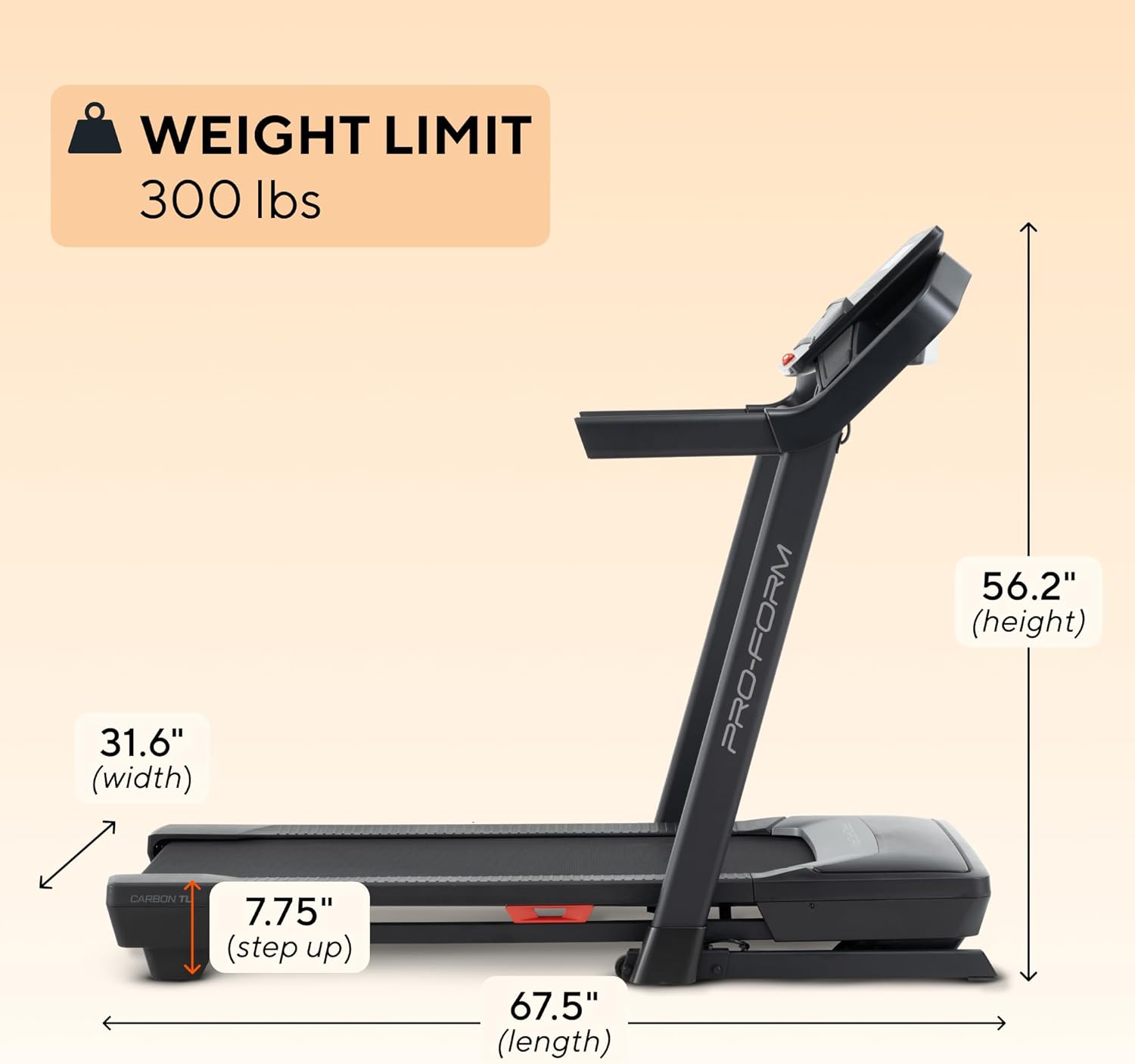 Proform Carbon Treadmills - Versatile Walking & Running Machine with Built-in Fan & SpaceSaver Design