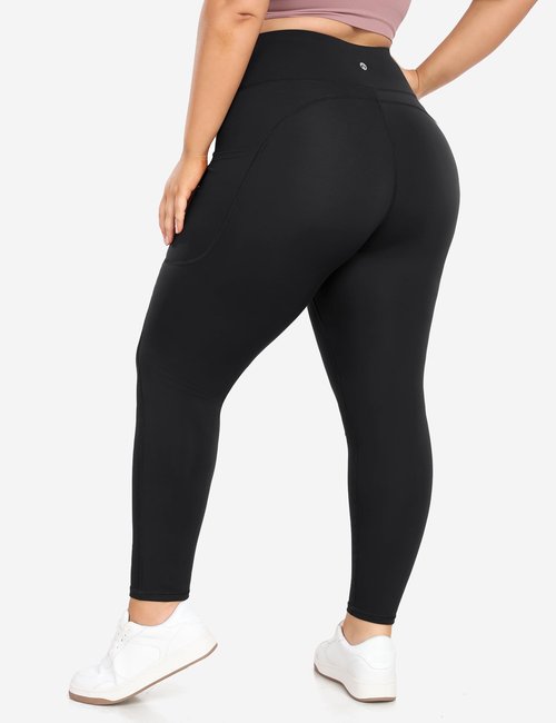 Heathyoga X-6XL Plus Size Leggings for Women with Pockets Tummy Control Plus Size Yoga Pants High Waist Workout Clothes Black