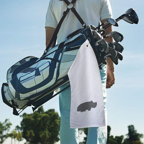 Style In Print Golf Towel Hippo B Cotton Bag Accessories White