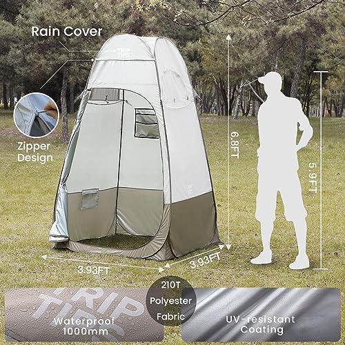 Green Pop Up Shower Tent with Mesh Window and Privacy Features - 6.9 ft
