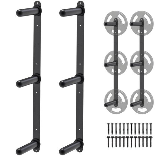 Kipika Weight Plate Storage Rack - Wall Mounted Weight Plate Holder, 3-Peg Heavy-Duty Steel Organizer for Olympic Plates, 1200lb Capacity, Space-Saving for Home Gym