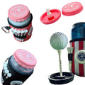 Can Cap Tee 3 Pack – Beverage Sealing Can Cover and Variable Height Golf Tee Combo – Pink