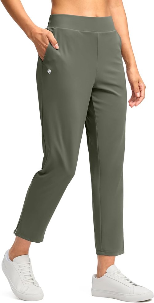 G Gradual Women's Ankle Golf Pants - Stretchy 7/8 Travel Pants with 3 Pockets & Inner Drawstring