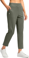 G Gradual Women's Ankle Golf Pants - Stretchy 7/8 Travel Pants with 3 Pockets & Inner Drawstring