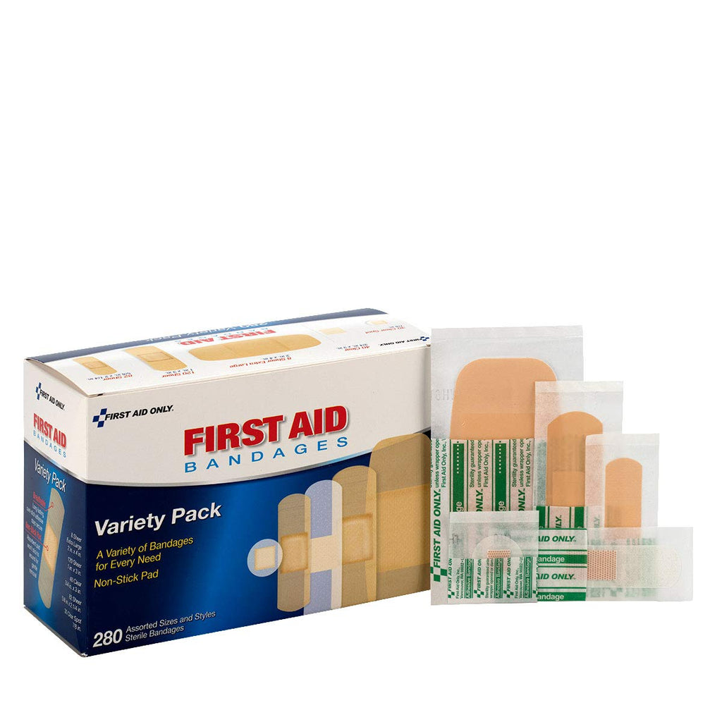 First Aid Only Sheer & Clear Bandage Variety Pack, Assorted Sizes, 280 Count