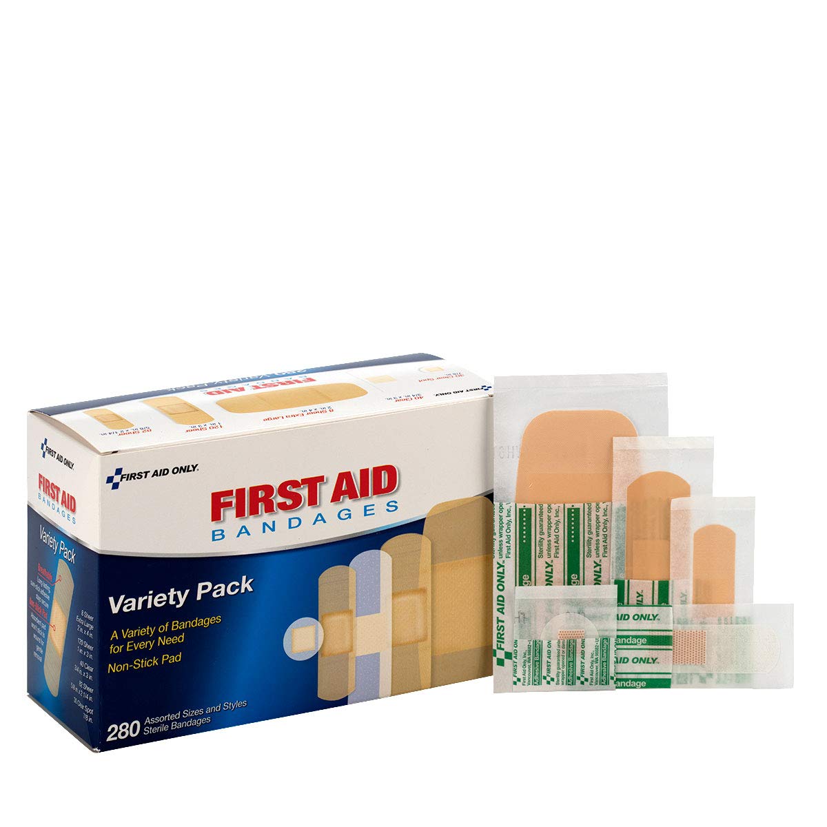 First Aid Only Sheer & Clear Bandage Variety Pack, Assorted Sizes, 280 Count