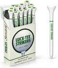 Luck-Tee Strikers Flip-Top Golf Tee Holder - Vintage Pocket Case with 18 Bamboo Tees | Unique Golf Gift for Men
