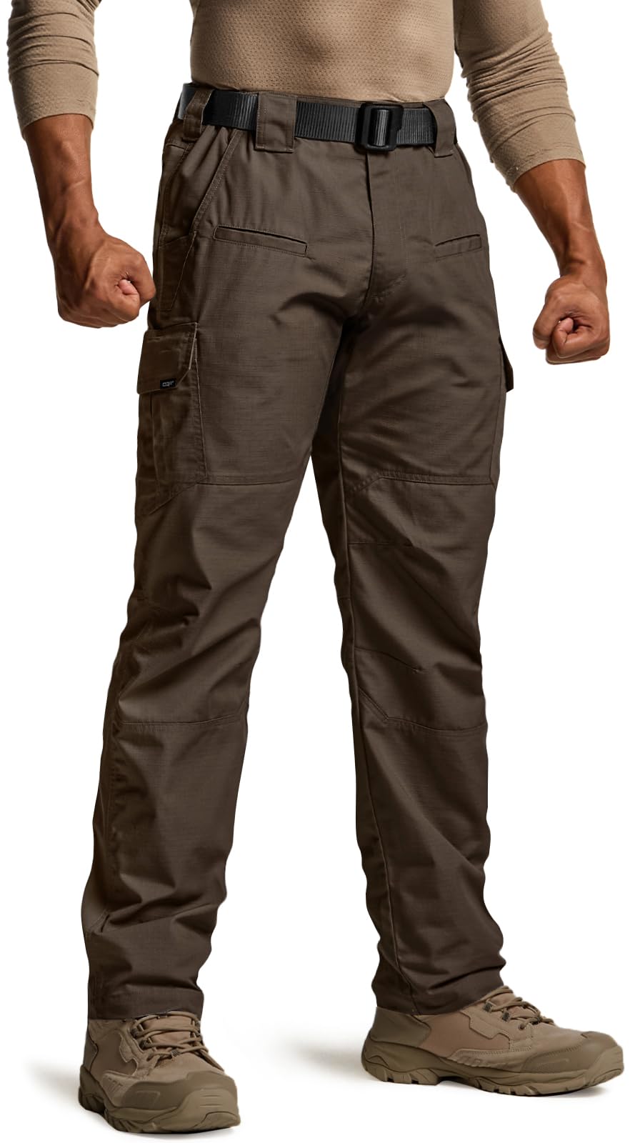 CQR Men's Tactical Pants, Water Resistant Ripstop Cargo Pants, Lightweight EDC Work Hiking Pants, Outdoor Apparel, Raider Dark Brown, 38W x 34L