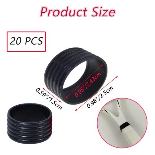 Wzttdm 20 Pcs Tennis Racket Silicone Handle Grip Ring, Racket Band Racquet Rings, Protector Absorbent Overgrip Fix Ring for Handle Tennis Racket