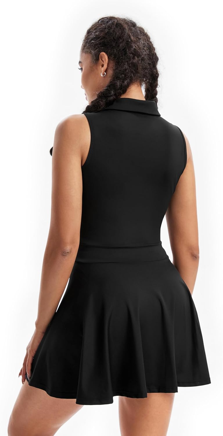 Skiennix Cute Golf Tennis Dress - Women's Athletic Outfit with Shorts & Pockets - Summer 2 Piece Set