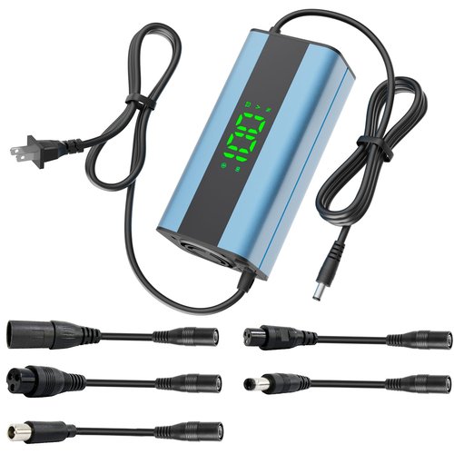 42V 2A Electric Scooter Charger 5 in 1 Plugs Universal,for 36V Electric Scooter Ebike Lithium Battery, Smart Display, Fast Charging, Overcharge Protection, Compatible with Multiple Models