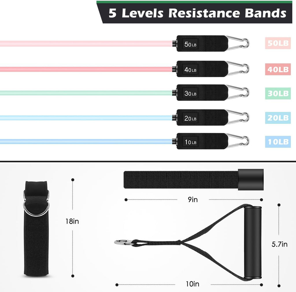 WHATAFIT Resistance Bands - Versatile Exercise Bands with Handles for Strength Training | Home Gym Equipment