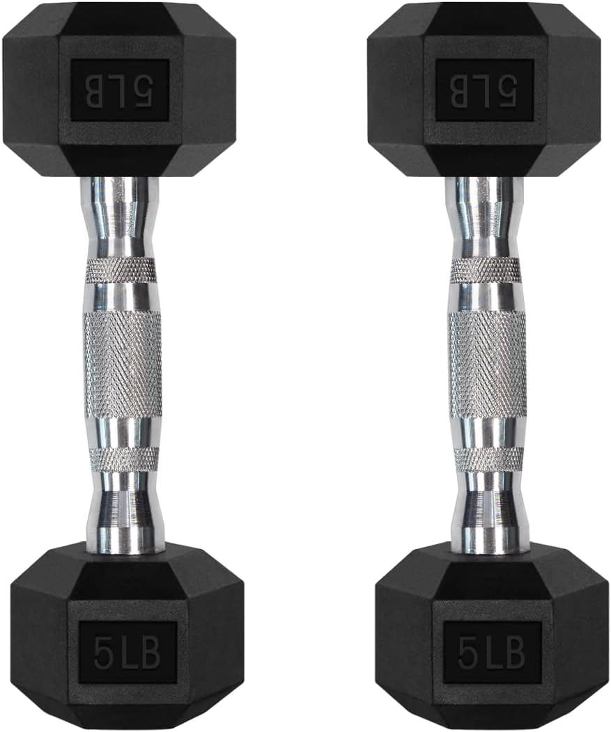 RitFit Rubber Coated Hex Dumbbell Set - 5-780LB for Home Gym | Anti-Slip Knurled Handle & Heavy-Duty Rack