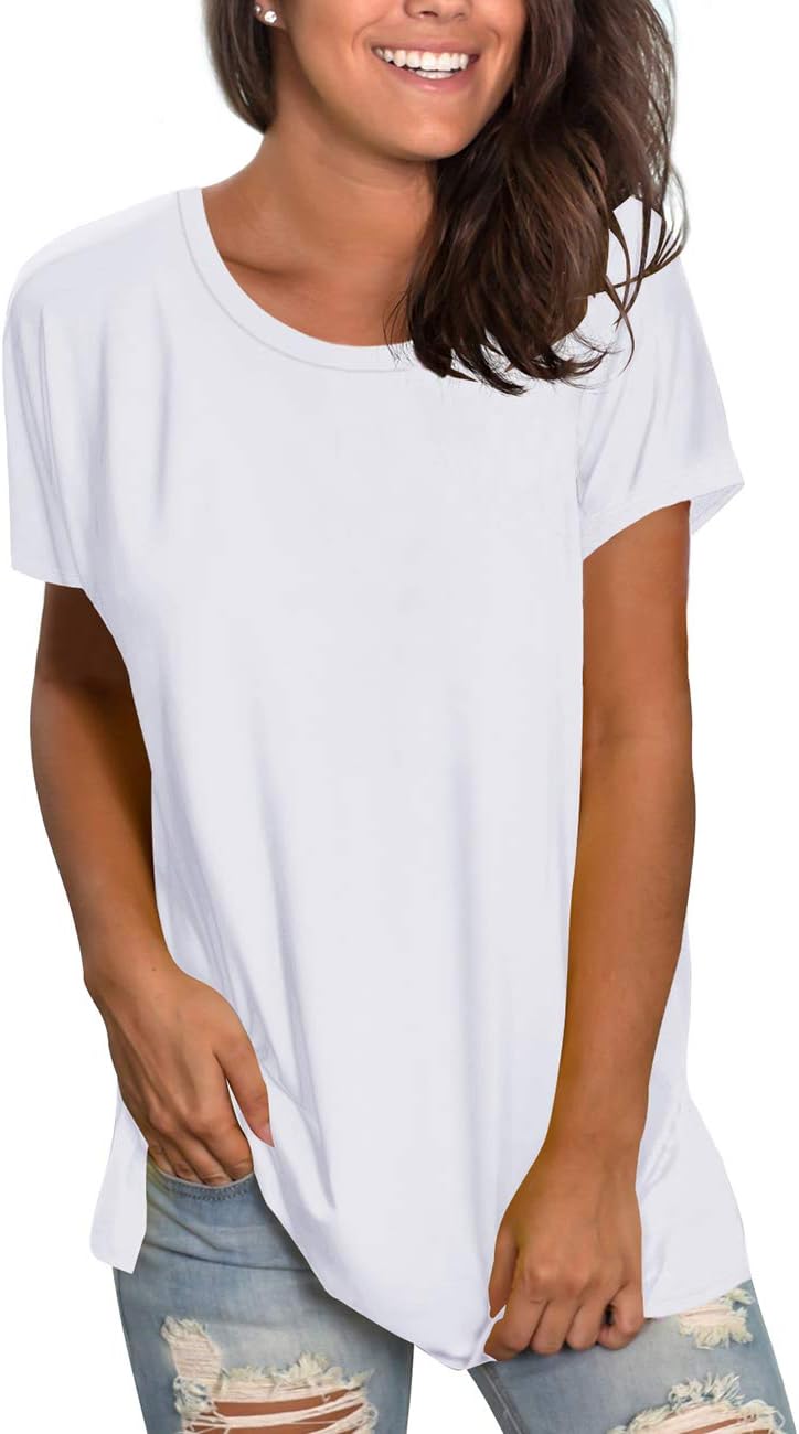 Saloogoe Women's Loose Fit T-Shirts - Short Sleeve Casual Summer Yoga Tops | Comfortable Tunic Style