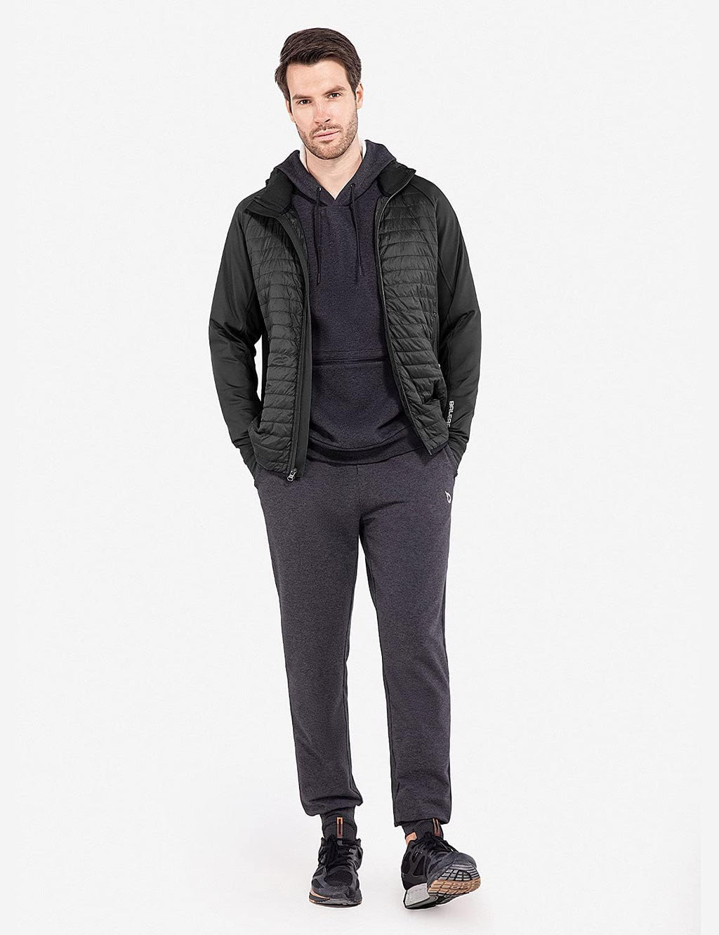 Baleaf Men's Lightweight Running Jacket - Warm Puffer Hybrid Coat for Hiking & Golf | Insulated Design