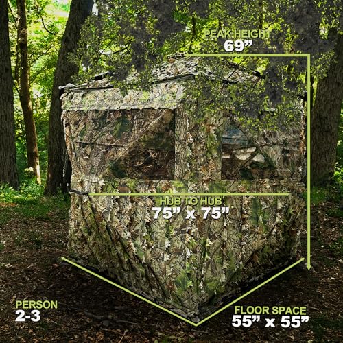 See-Through Hunting Blind - Portable Ground Deer Concealment Tent for Group & Solo Hunts