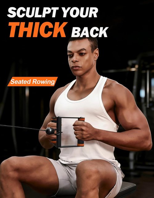 Fitarc V Bar Cable Attachment - Double D Row Handle with Non-Slip Grips for Gym & Home Workouts | Orange