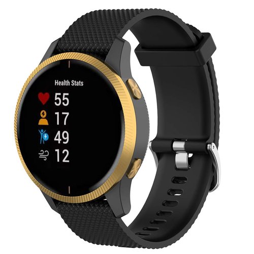 AWADUO For Garmin Venu Replacement Band, 20mm Replacement Silicone Wrist Band Strap For Garmin Venu and Garmin Vivoactive 3/3 Music(Silicone Black)