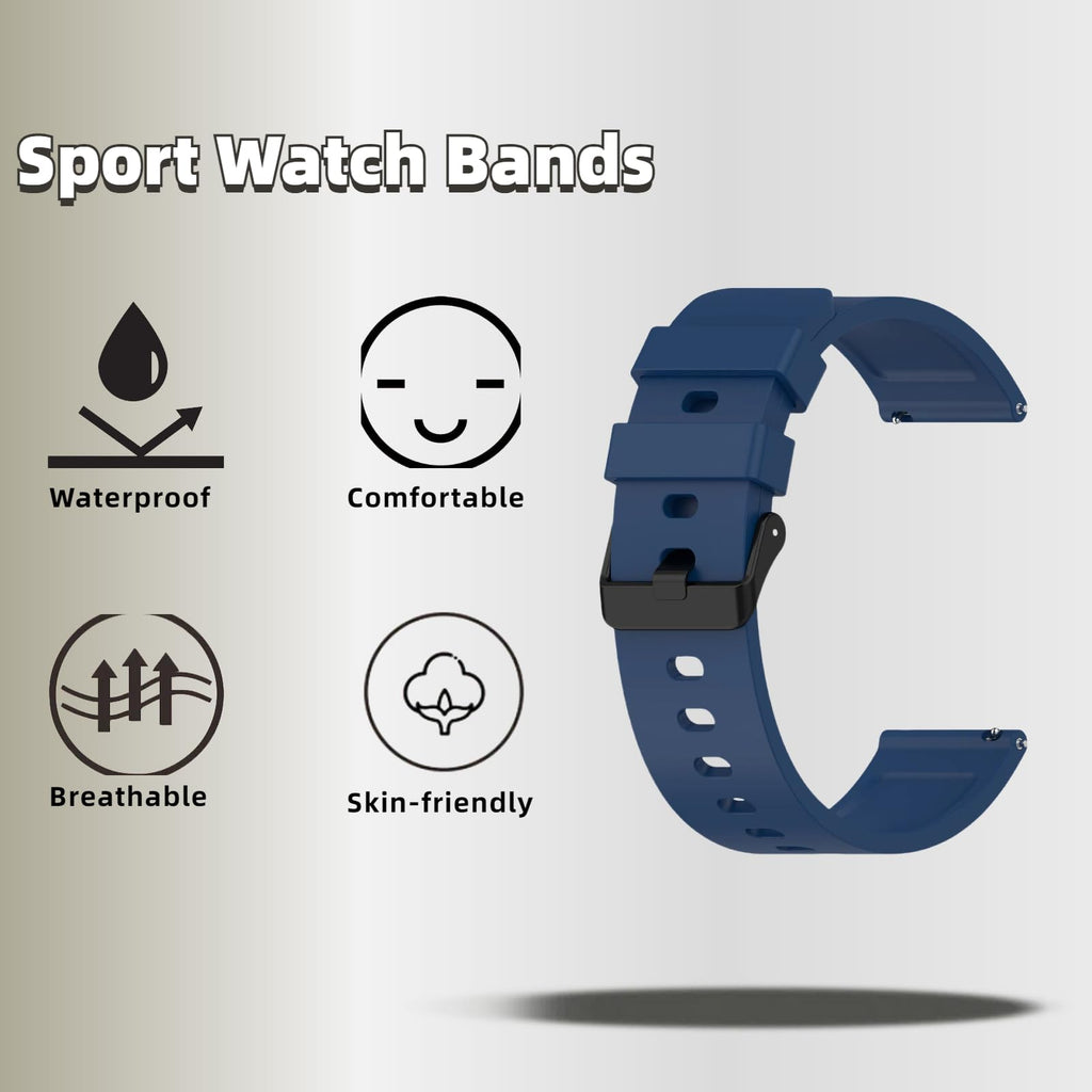 QHBAMD Silicone Bands Compatible for Amazfit Bip 3 Pro/Bip 3/ Bip U Pro/Bip U/Bip S/Bip Lite/Bip S Lite/Amazfit GTR 42 mm, 4 Pack 20mm Soft Replacement Wristband (Yellow Gray+ black+ blue+ white)