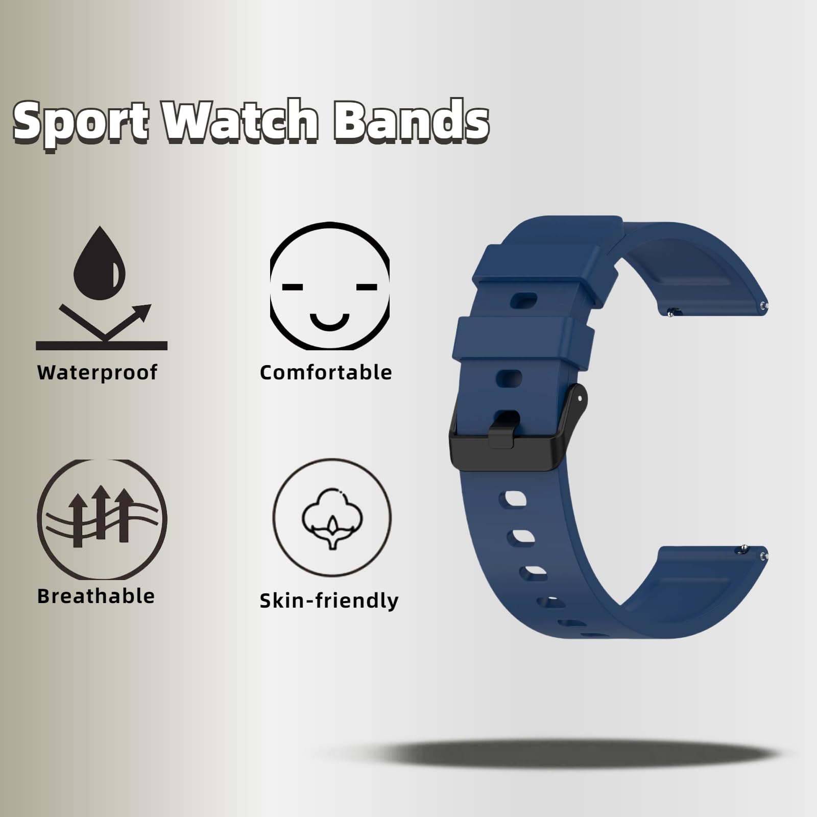 QHBAMD Silicone Bands Compatible for Amazfit Bip 3 Pro/Bip 3/ Bip U Pro/Bip U/Bip S/Bip Lite/Bip S Lite/Amazfit GTR 42 mm, 4 Pack 20mm Soft Replacement Wristband (Yellow Gray+ black+ blue+ white)