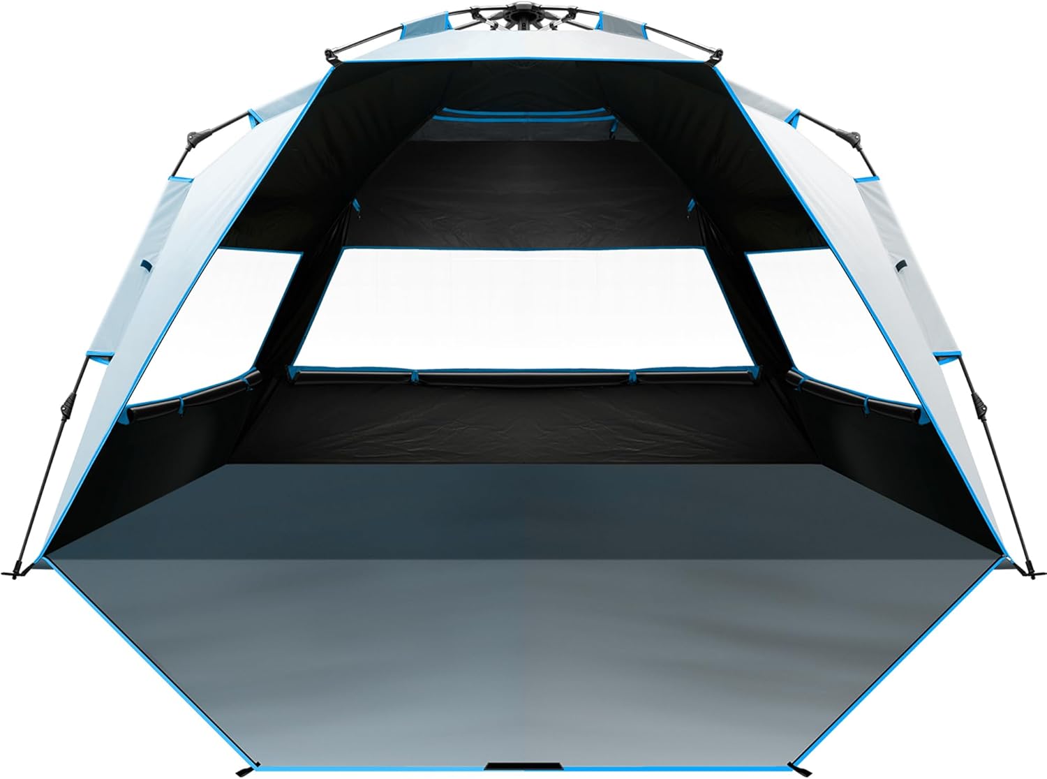 OutdoorMaster Beach Tent - Portable 4-Person Sun Shade with Blackout Technology & UPF 50+ Protection