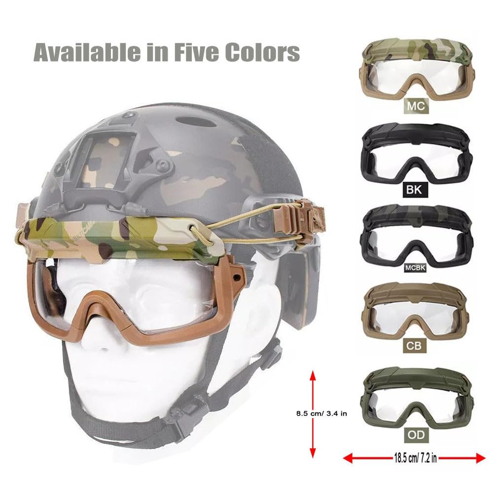 V3COOGOGEAR Tactical Split Two Modes Goggles Compatible with Airsoft Fast Helmet Paintball Hunting Field Outdoor (MCBK)