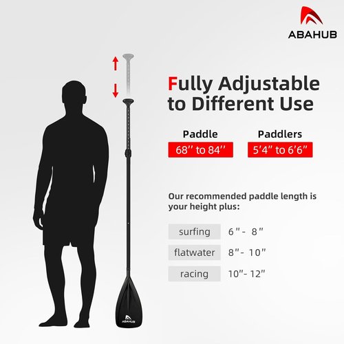 Abahub SUP Paddles - Adjustable 3-Piece Lightweight Paddleboard Oar | Aluminum Alloy Shaft 68"-84" in Multiple Colors