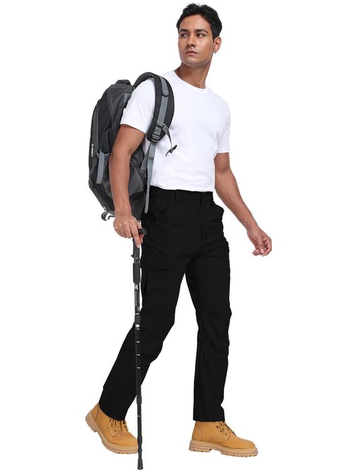 Mens Work Cargo Hiking Pants Waterproof Lightweight Stretch Flex Quick Dry Fishing Camping Travel Outdoor Pants Black 36