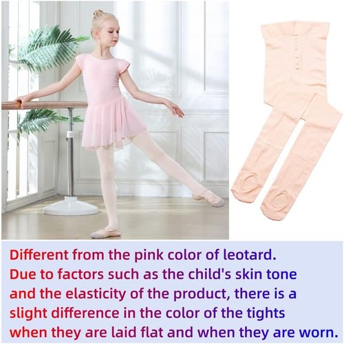 DIPUG Girls' Convertible Ballet Tights - Soft Transition Dance Tights for Toddlers & Kids