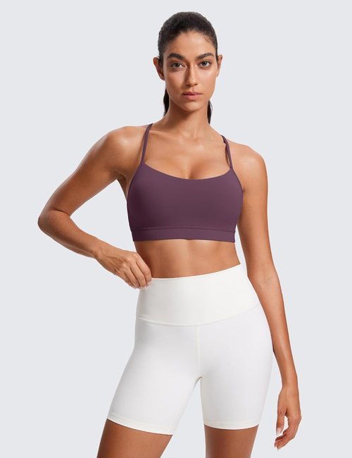 CRZ YOGA Butterluxe Y-Back Sports Bra - Padded Racerback for Low Impact Yoga & Workouts