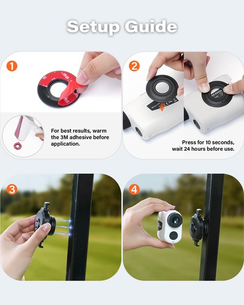 A2C Magnetic Range Finder Holder One-Lock Golf Rangefinder Mount with 3M Adhesive Adapter, 1s Lock & Release, Golf Course Accessories
