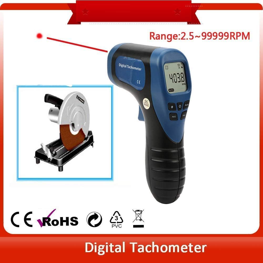 Skiennix Handheld Digital Laser Tachometer - Non-Contact RPM Meter with 10 Reflective Tapes | 2.5-99999 RPM Range