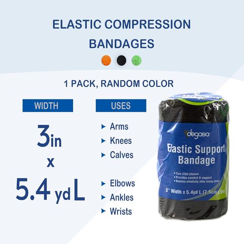 Degasa Elastic Bandage Wrap - Comfortable Support for Ankle, Knee, Wrist & Leg Sprains | 3” W x 5.4 Yards