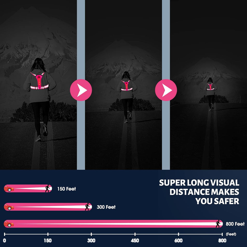 West Biking Reflective Running Vest - Rechargeable Light-Up Gear for Night Walkers & Runners