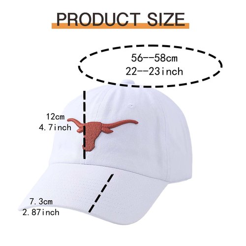 Leomie White Longhorns Baseball Cap for Men and Women - Classic Design, Adjustable Strap, Comfortable Fit for Everyday Wear and Outdoor Activities