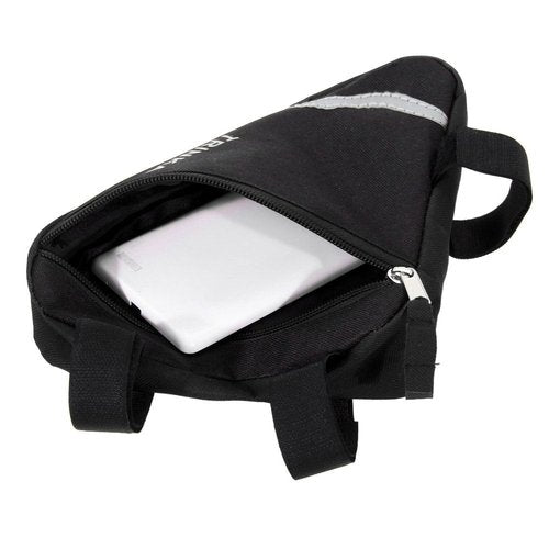 MOOCY Bicycle Bike Storage Bag Triangle Saddle Frame Strap-On Pouch for Cycling -Black