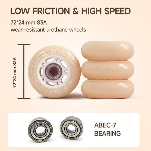 RollingBunny Inline Skates for Women - Adjustable Size Roller Blades for Adult Female, Hard Shell ABEC-7, Smooth and Comfortable