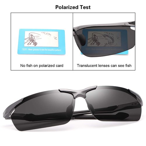 YIMI LJIMI Sports Polarized Sunglasses for Men and Women Cycling Driving Fishing Golf 100% UV Blocking Retro Sun Glasses Ultralight Eyewear Al-Mg Metal Half-Frame with Spring Hinges Shades Eyeglasses