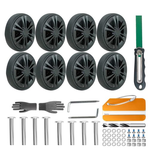 Luggage Suitcase Replacement Wheels 2.11inch(53.5mm) Diameter 8 Pcs 0.45inch(11.5mm) Thickness Wear-Resistant Mute Suitcase Rubber Swivel Caster Repair Kits for Trolley Bag Travel Box