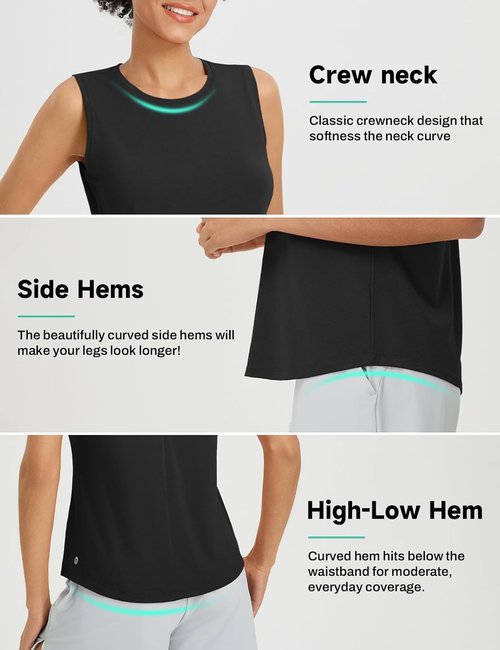 Baleaf Women's Open Back Yoga Tank Top - High Neck Sleeveless Athletic Shirt for Gym & Running
