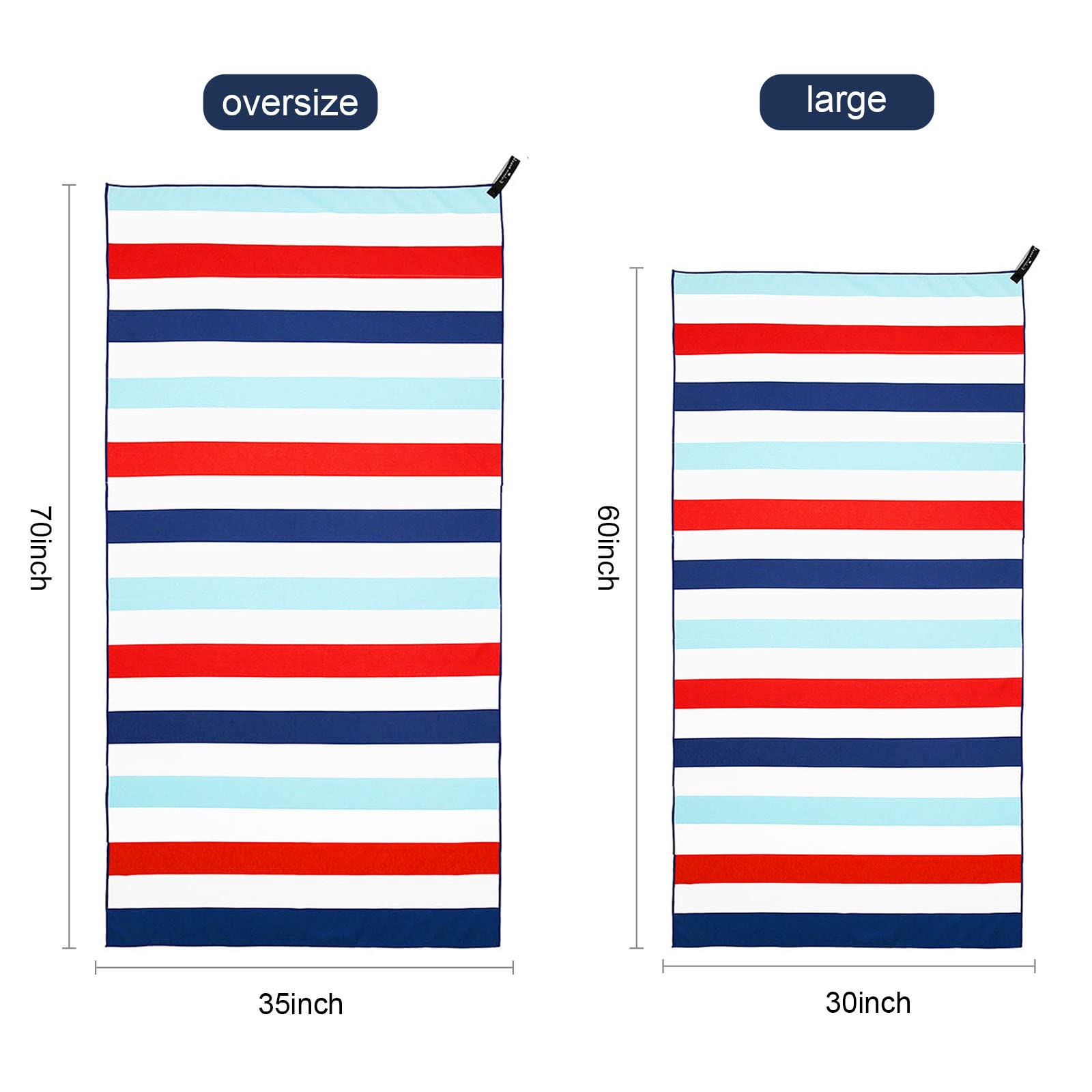 Exclusivo Mezcla Microfiber Quick Dry Beach Towel, Oversized Lightweight Sandfree Pool Towel for Swimming Camping Travel with Bag (Navy, 35x70 Inches)