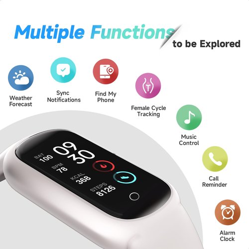 TOOBUR Fitness Tracker Watch with Heart Rate/Sleep Tracker/IP68 Waterproof, Activity Tracker with Pedometer Step Counter, Health Watch for Women Men with 14 Sports Compatible Android iOS, Beige