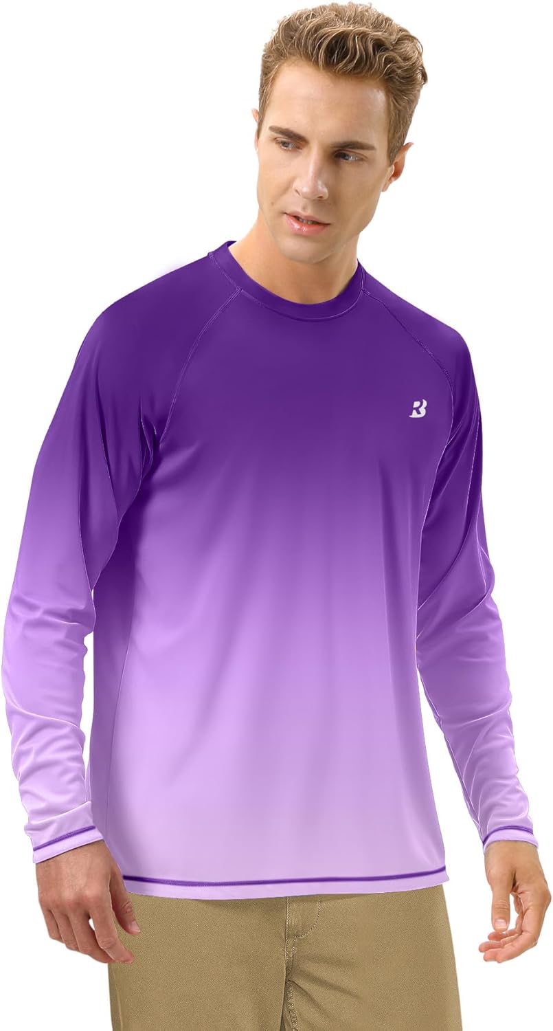 Roadbox Men's UV Sun Protection Shirt - UPF 50+ Long Sleeve Rash Guard for Fishing & Outdoor Activities